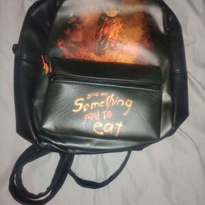 TRICK OR TREAT Black Backpack with Orange Graphic